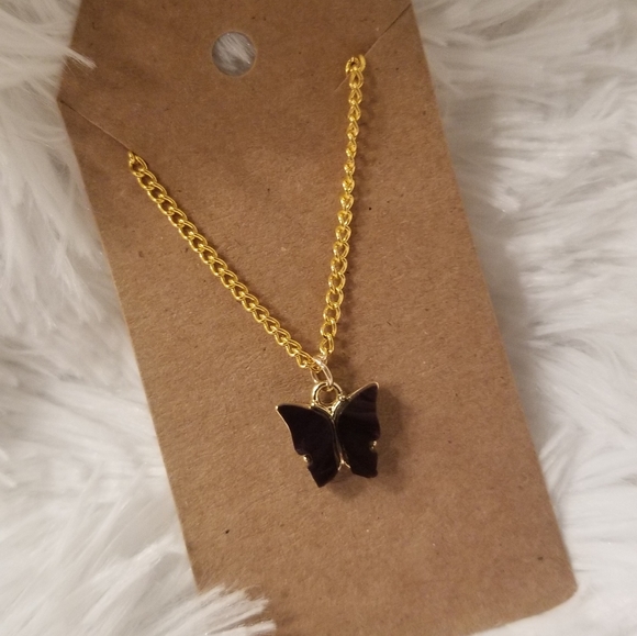 Black Butterfly Necklace 18 Inches - Picture 5 of 16